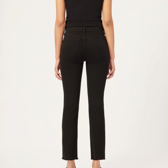 DL1961 Mara Straight Mid Rise Instasculpt Ankle Jeans in Black Peached Raw - Picture 5 of 5
